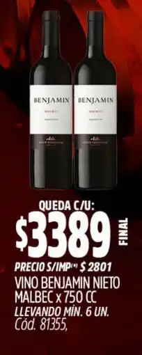 Supermercados Yaguar Benjamin vino nieto malbec oferta