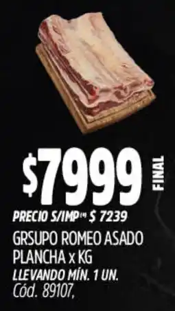 Supermercados Yaguar Grsupo romeo asado plancha oferta