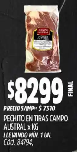 Supermercados Yaguar Pechito en tiras campo austral oferta