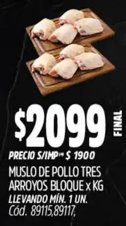 Supermercados Yaguar Muslo de pollo tres arroyos bloque oferta