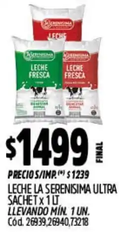 Supermercados Yaguar La serenisima leche ultra sachet oferta