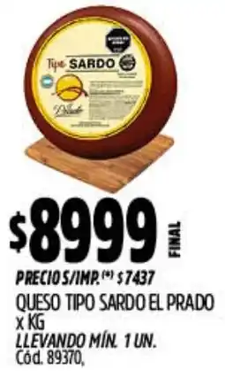 Supermercados Yaguar Tipo sardo queso el prado oferta