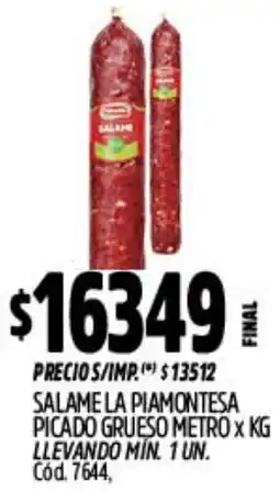Supermercados Yaguar Salame la piamontesa picado grueso metro oferta