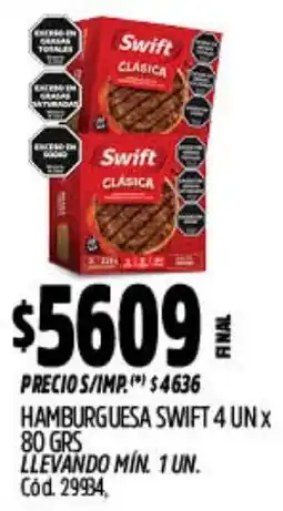 Supermercados Yaguar Swift hamburguesa oferta