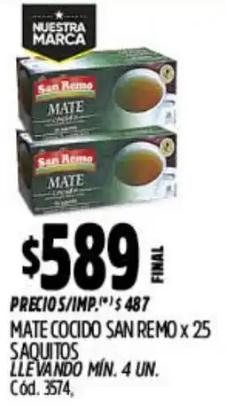 Supermercados Yaguar San remo mate cocido oferta