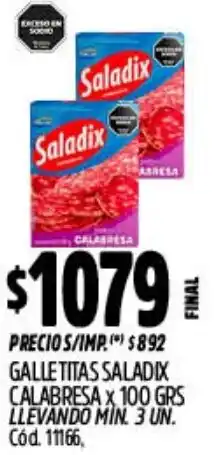Supermercados Yaguar Saladix galletitas calabresa oferta