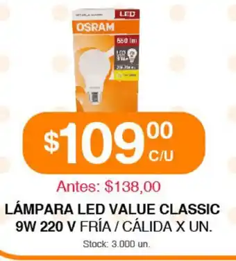 Supermercados Tadicor Lámpara Led Value Classic 9W 220 V oferta