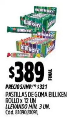 Supermercados Yaguar Billiken pastillas de goma rollo oferta