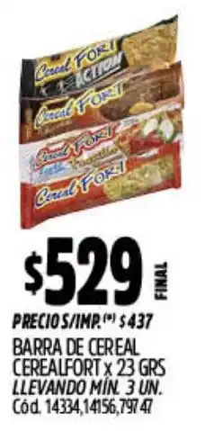 Supermercados Yaguar Cerealfort barra de cereal oferta