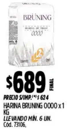 Supermercados Yaguar Bruning harina 0000 oferta