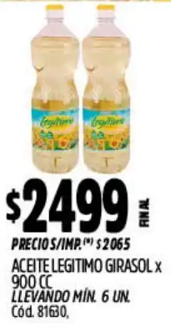 Supermercados Yaguar Legitimo aceite girasol oferta