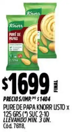 Supermercados Yaguar Knorr pure de papa listo oferta