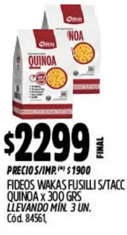 Supermercados Yaguar Quinoa fideos wakas fusillis/tacc oferta