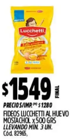 Supermercados Yaguar Lucchetti fideos al huevo mostachol oferta