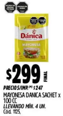 Supermercados Yaguar Dánica mayonesa sachet oferta