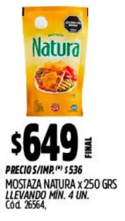 Supermercados Yaguar Natura mostaza oferta