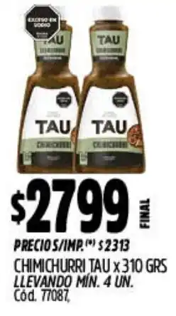 Supermercados Yaguar Tau chimichurri oferta