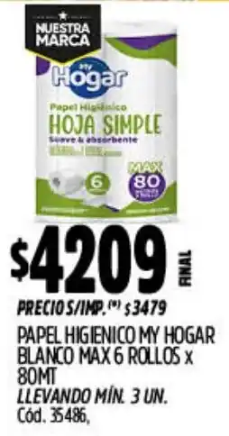 Supermercados Yaguar My hogar papel higienico blanco max oferta