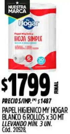 Supermercados Yaguar My hogar papel higienico blanco oferta