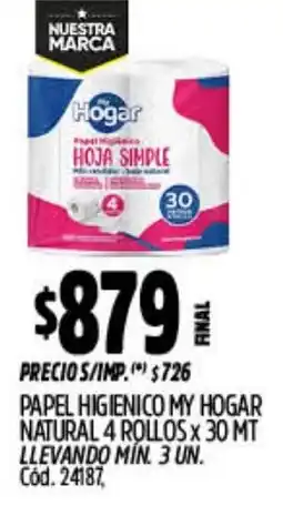 Supermercados Yaguar My hogar papel higienico natural oferta