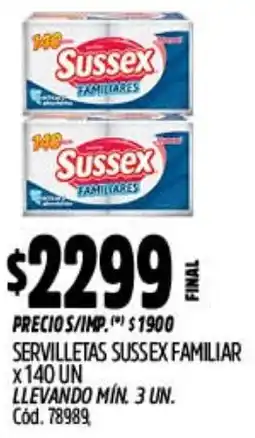 Supermercados Yaguar Sussex servilletas familiar oferta