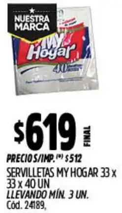Supermercados Yaguar My hogar servilletas oferta