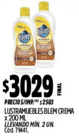 Supermercados Yaguar Blem crema lustramuebles oferta