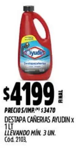 Supermercados Yaguar Ayudín destapa cañerias oferta