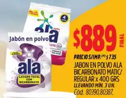 Supermercados Yaguar Ala jabon en polvo bicarbonato matic/ regular oferta