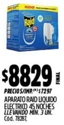 Supermercados Yaguar Raid aparato liquido electrico oferta
