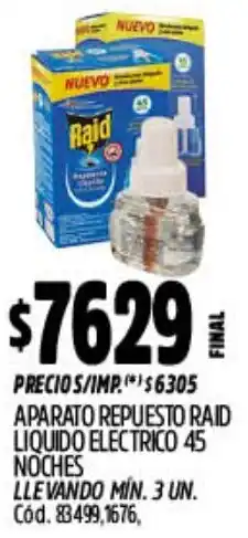 Supermercados Yaguar Raid aparato repuesto liquido electrico oferta