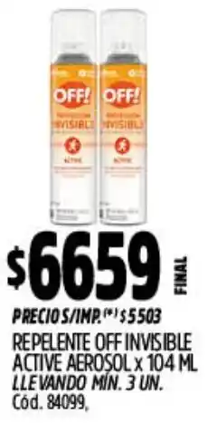 Supermercados Yaguar Off repelente invisible active aerosol oferta