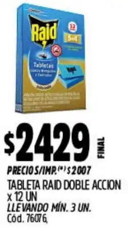 Supermercados Yaguar Raid tableta doble accion oferta