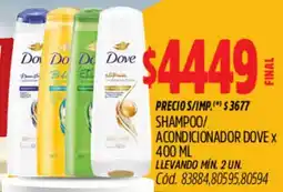 Supermercados Yaguar Dove shampoo/ acondicionador oferta
