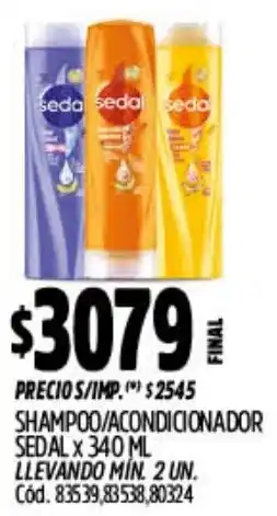 Supermercados Yaguar Sedal shampoo/acondicionador oferta