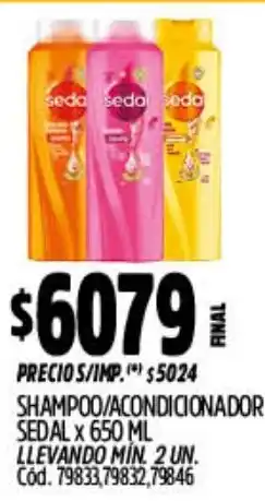 Supermercados Yaguar Sedal shampoo/acondicionador oferta
