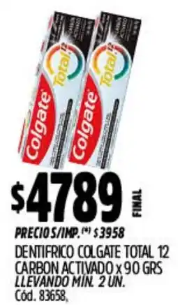 Supermercados Yaguar Colgate dentifrico total 12 carbon activado oferta