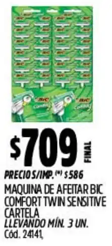 Supermercados Yaguar Bic maquina de afeitar comfort twin sensitive cartela oferta