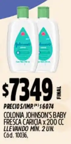 Supermercados Yaguar Johnson's colonia baby fresca caricia oferta