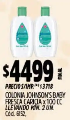 Supermercados Yaguar Johnson's baby colonia fresca caricia oferta