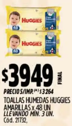 Supermercados Yaguar Huggies toallas humedas amarillas oferta