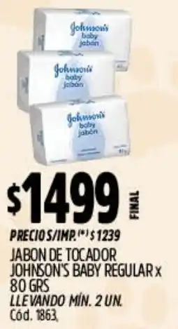 Supermercados Yaguar Johnson's baby jabon de tocador regular oferta