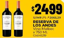 Diarco Reserva de los andes vino malbec oferta