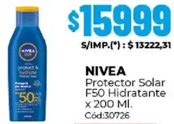 Diarco Nivea protector solar f50 hidratante oferta