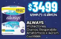 Diarco Always protectores diarios respirable anatómico oferta