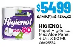 Diarco Higienol papel higiénico max aloe panal oferta