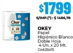 Diarco Okey papel higiénico blanco doble hoja oferta