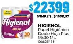 Diarco Higienol papel higiénico doble hoja plus oferta
