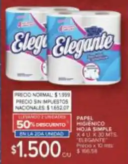 Carrefour Elegante papel higiénico hoja simple oferta