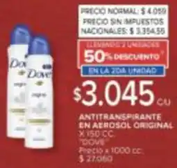 Carrefour Dove antitranspirante en aerosol original oferta